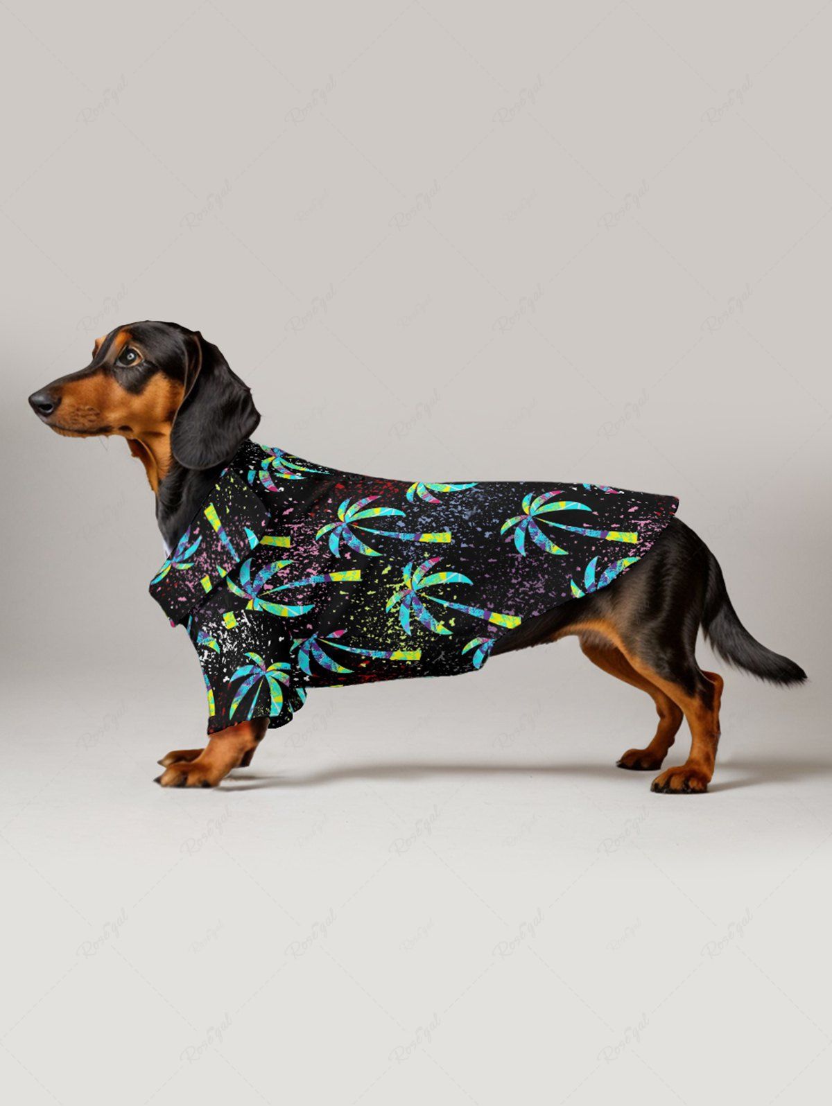 Pet's Coconut Tree Paint Splatter Print Hawaii Shirt