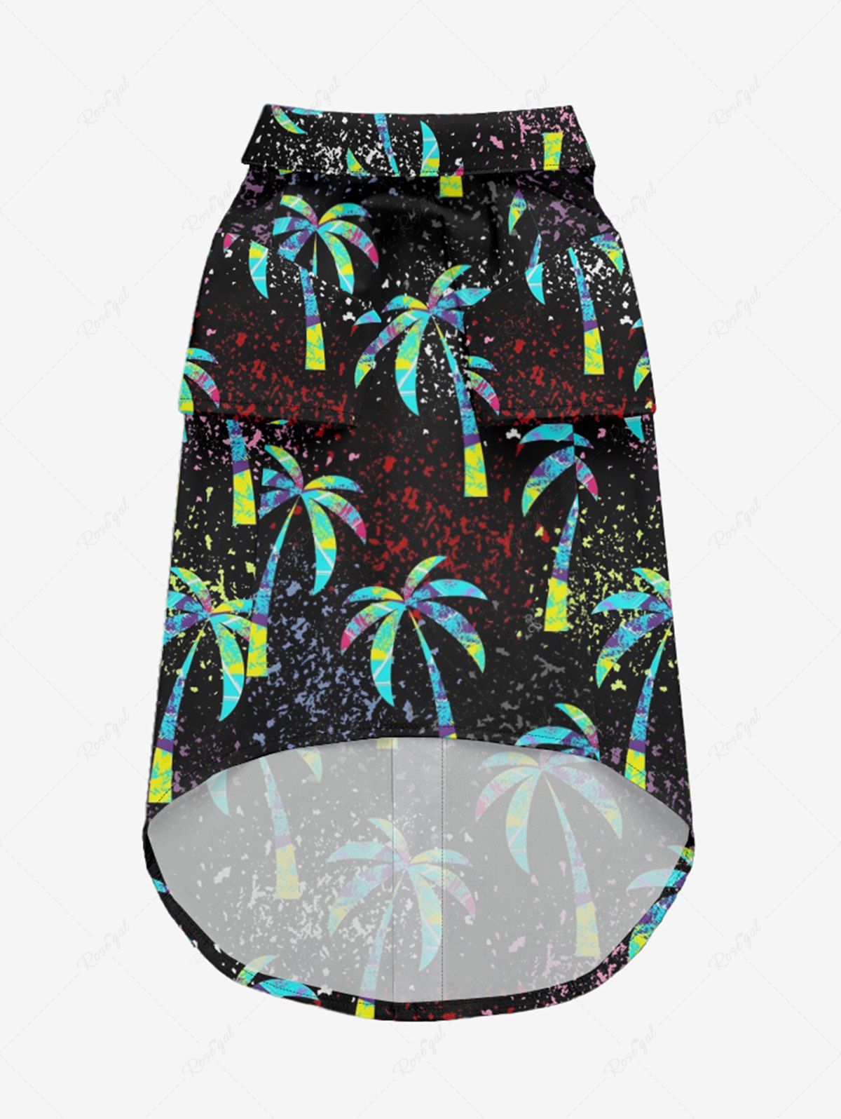 Pet's Coconut Tree Paint Splatter Print Hawaii Shirt