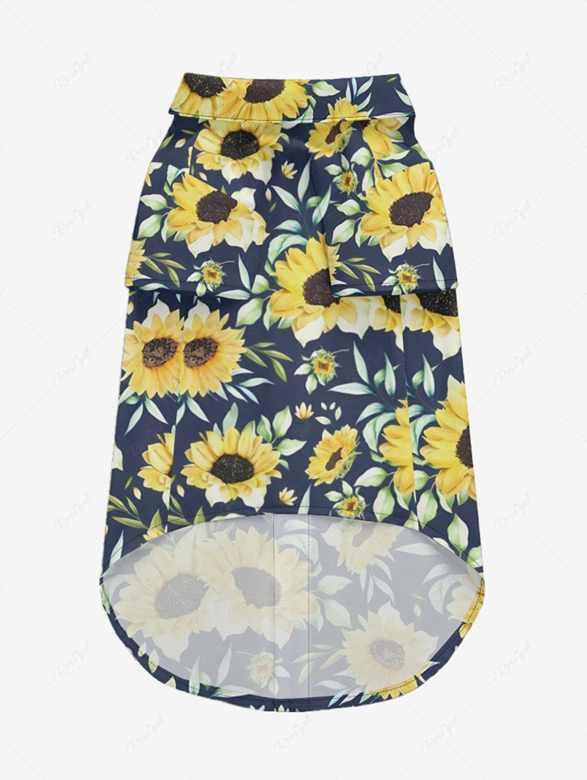 Pet's Sunflower Leaf Print Hawaii Button Shirt