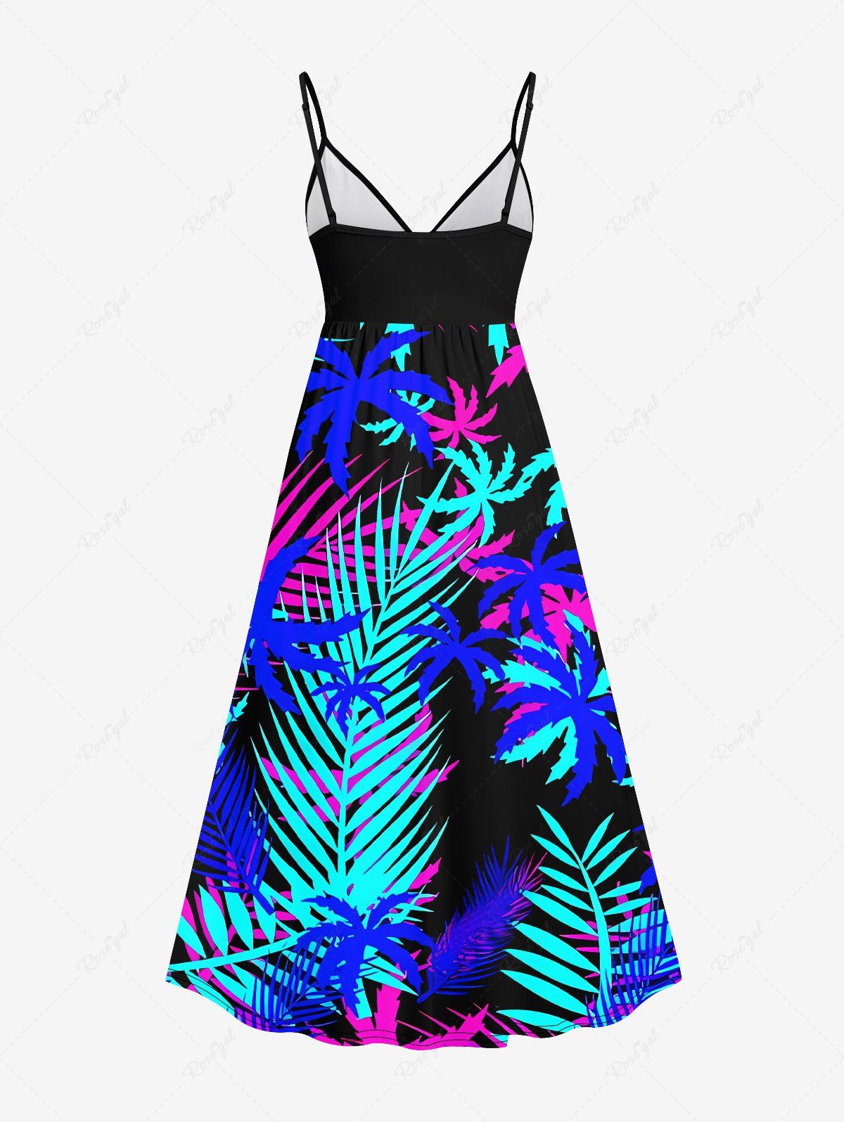Coconut Tree Tropical Leaf Print Surplice Hawaii Cami Dress Dog and Owner Matching Outfits