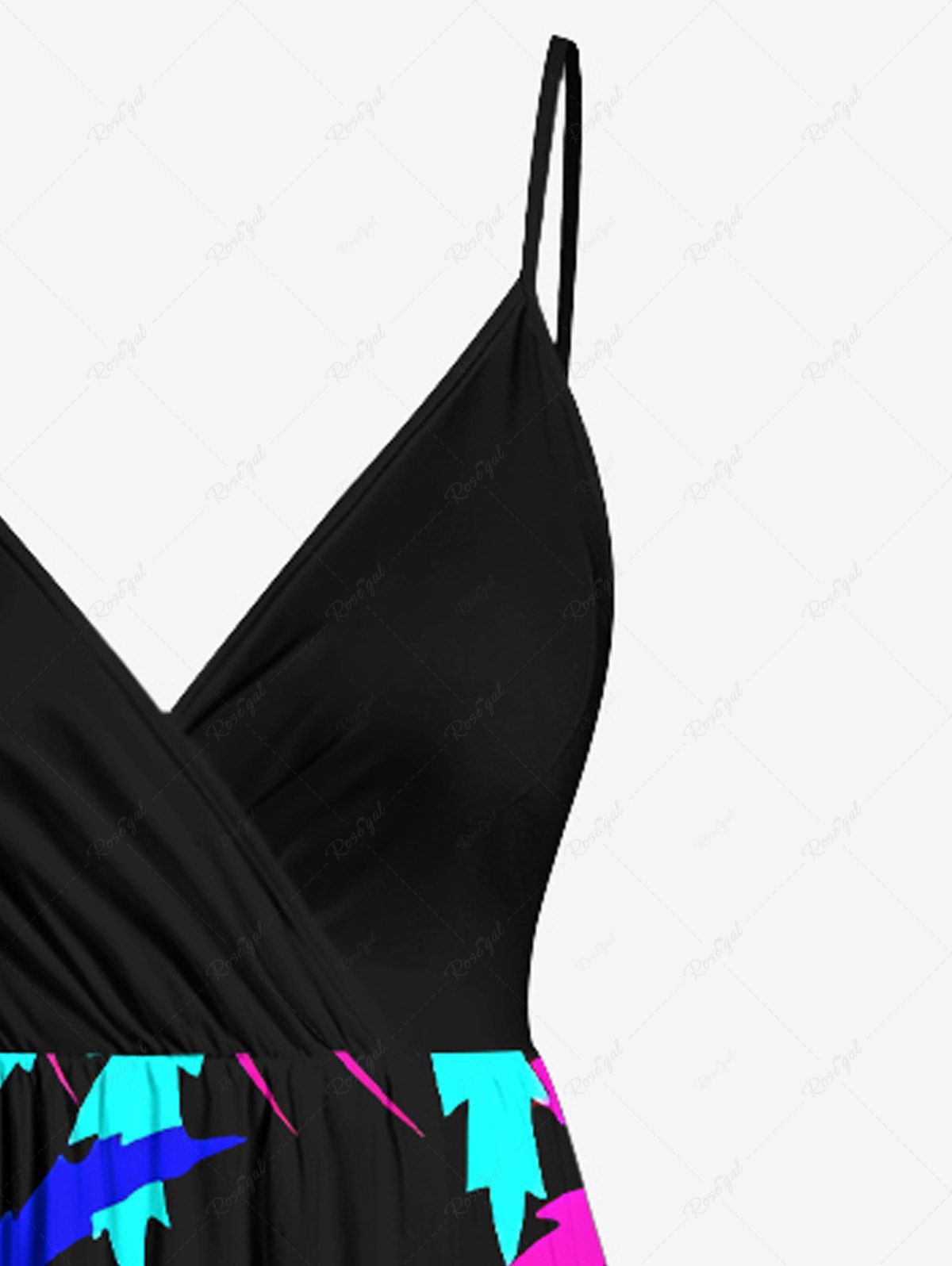 Plus Size Coconut Tree Tropical Leaf Print Surplice Hawaii Cami Dress