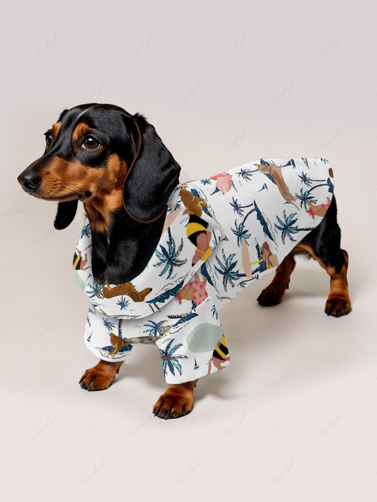 Dog Coconut Tree Heart Print Hawaii Shirt and Cami Dress Dog and Owner Matching Outfits