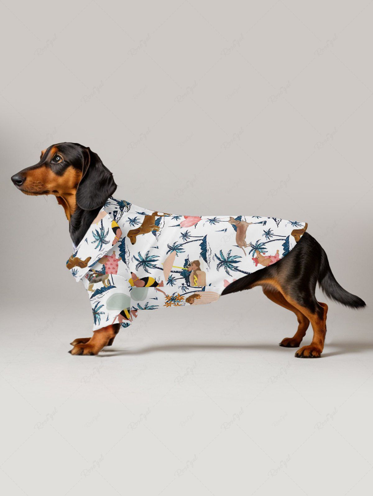 Dog Coconut Tree Heart Print Hawaii Shirt and Cami Dress Dog and Owner Matching Outfits