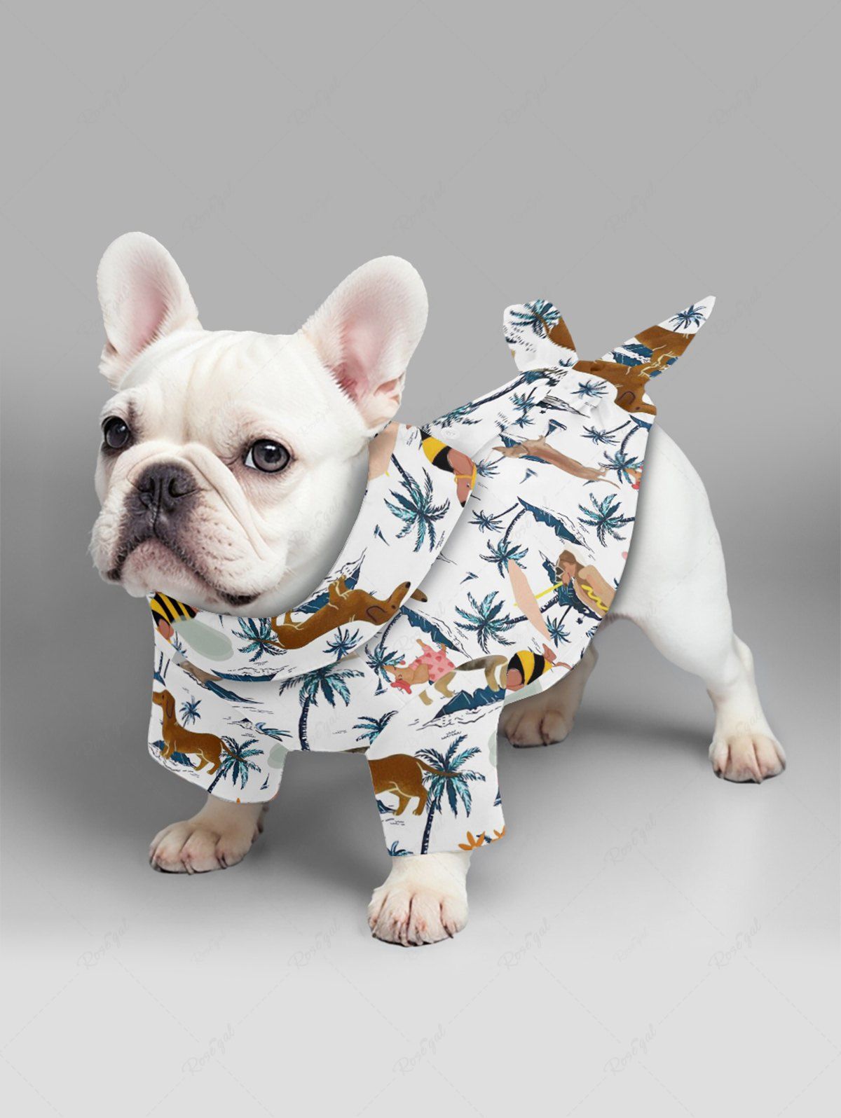 Dog Coconut Tree Heart Print Hawaii Shirt and Cami Dress Dog and Owner Matching Outfits