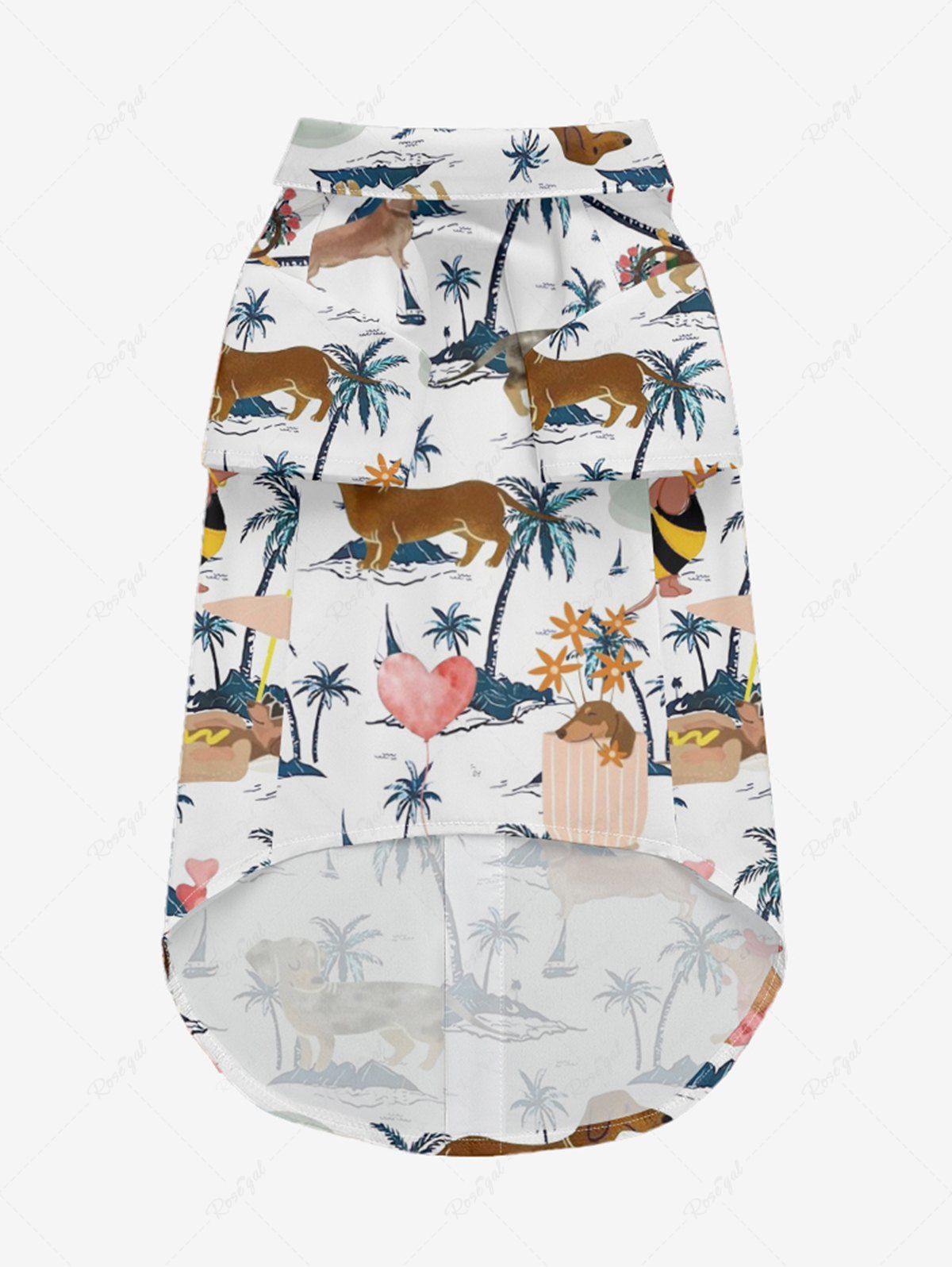 Dog Coconut Tree Heart Print Hawaii Shirt and Cami Dress Dog and Owner Matching Outfits