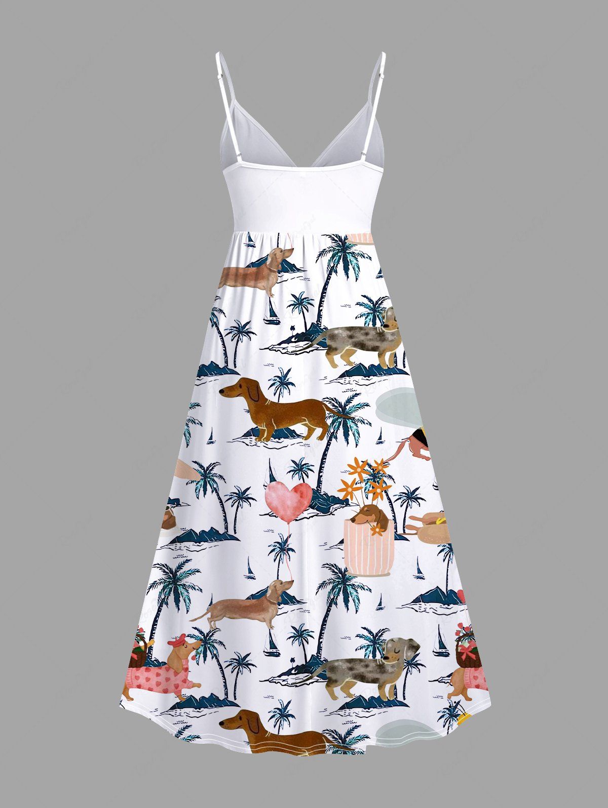 Dog Coconut Tree Heart Print Hawaii Shirt and Cami Dress Dog and Owner Matching Outfits