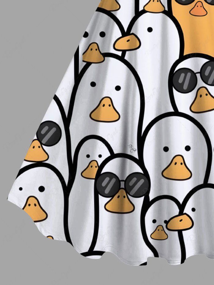 Plus Size Cute Duck Print A Line Tank Dress