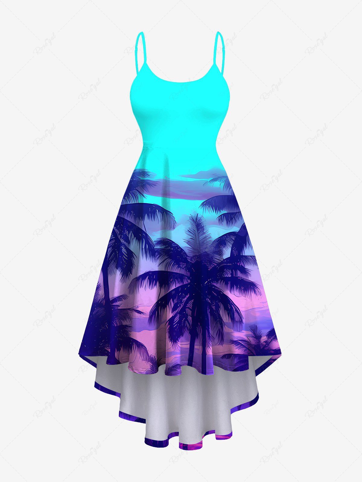 Coconut Tree Cloud Seascape Ombre Print Hawaii Shirt and Cami Dress Dog and Owner Matching Outfits