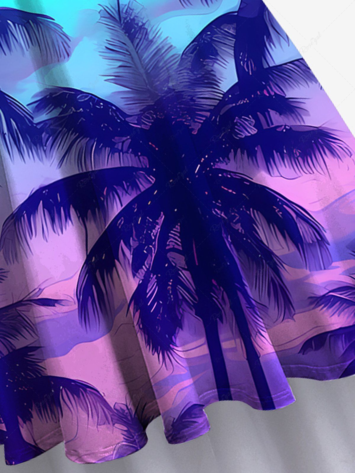Plus Size Coconut Tree Cloud Seascape Ombre Print High Low Hawaii Cami Dress