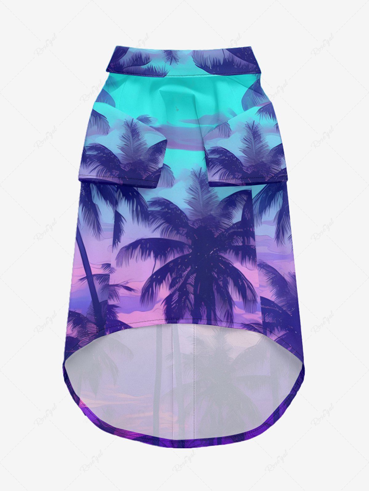 Pet's Coconut Tree Cloud Seascape Ombre Print Hawaii Shirt