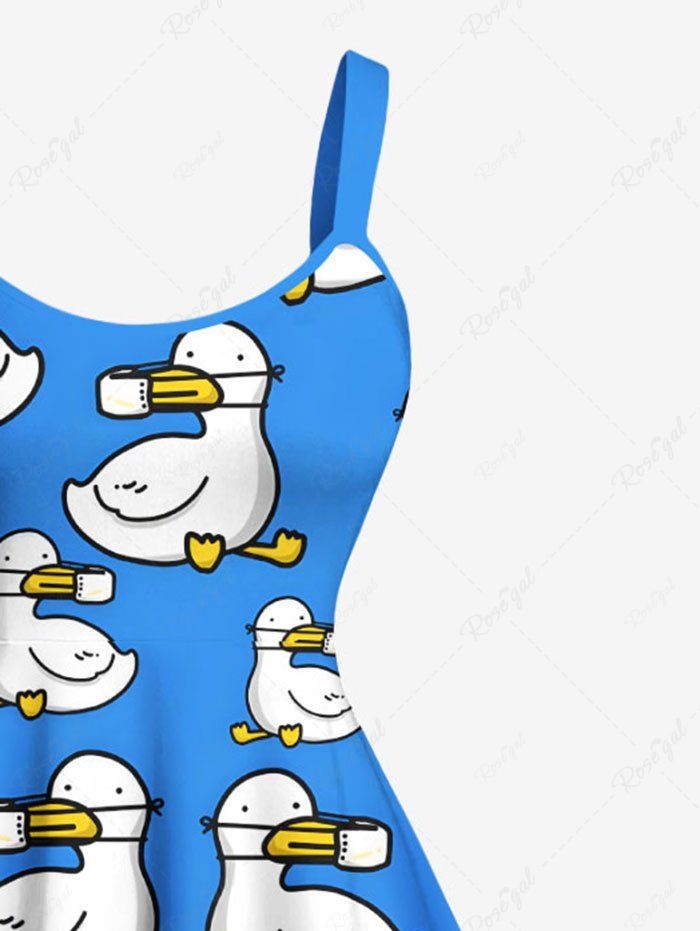 Plus Size Cute Duck Print A Line Tank Dress