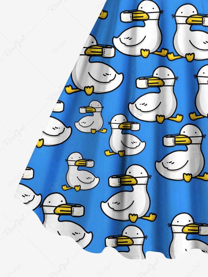 Plus Size Cute Duck Print A Line Tank Dress