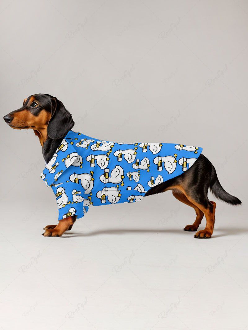 Cute Duck Printed Dress Shirt Dog And Owner Matching Outfits