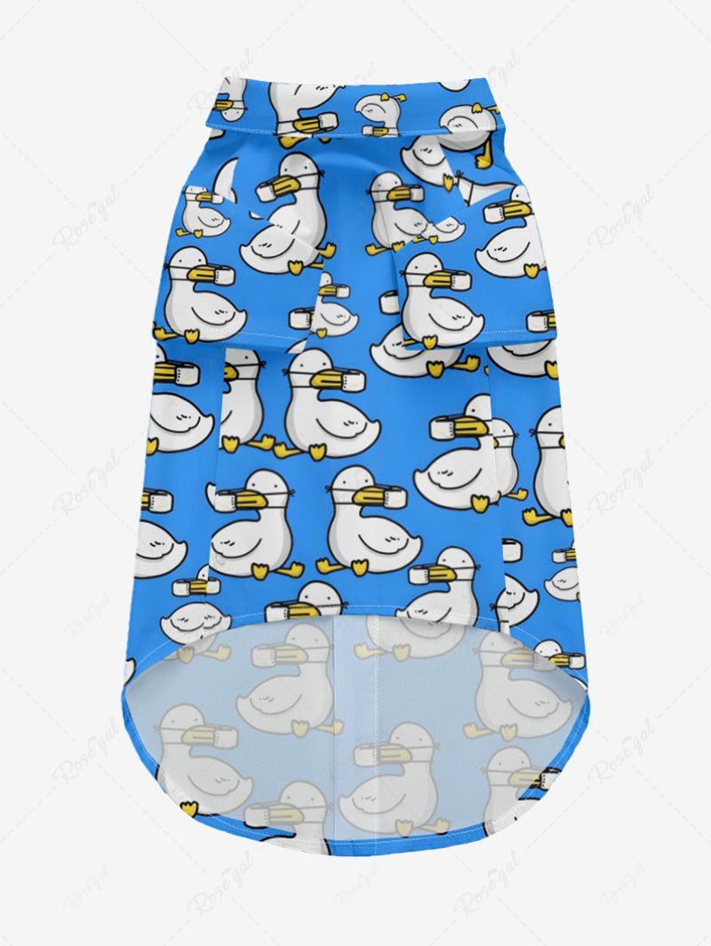 Cute Duck Printed Dress Shirt Dog And Owner Matching Outfits