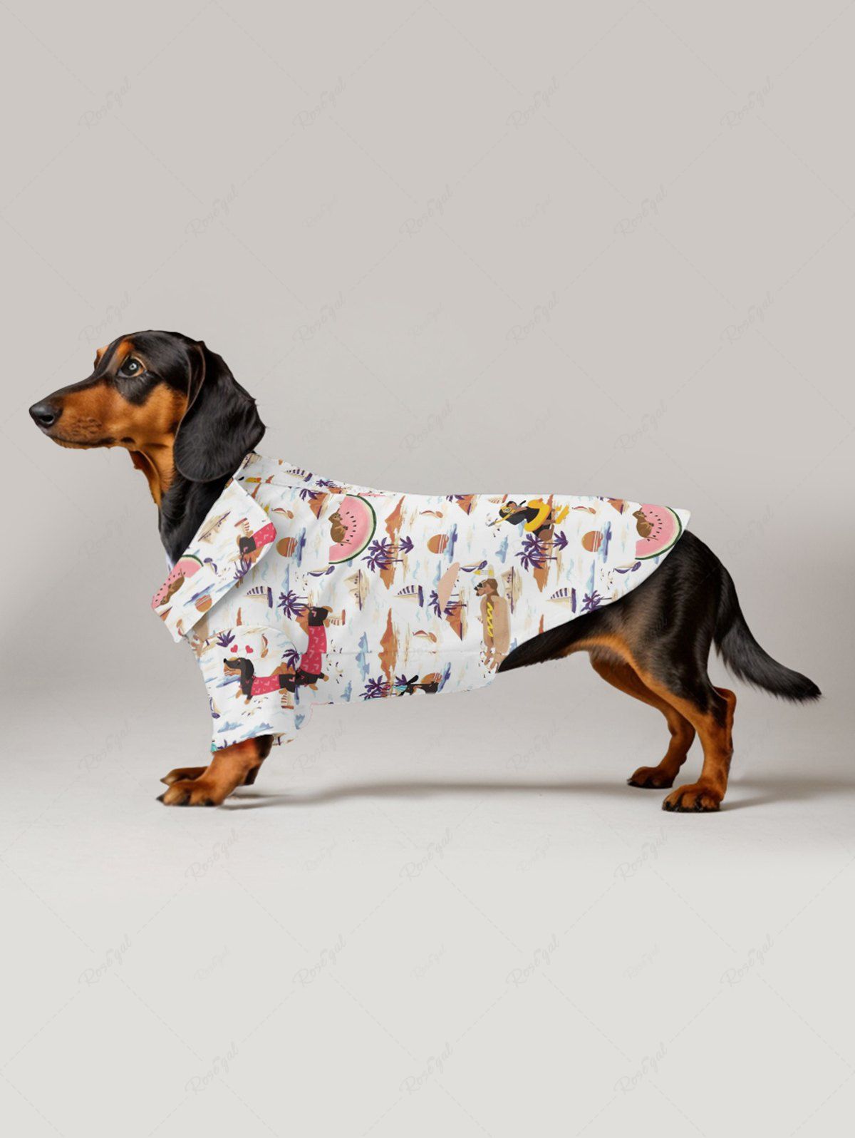 Pet's Dog Coconut Tree Watermelon Print Hawaii Shirt