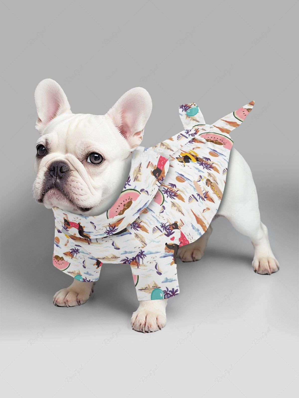 Pet's Dog Coconut Tree Watermelon Print Hawaii Shirt