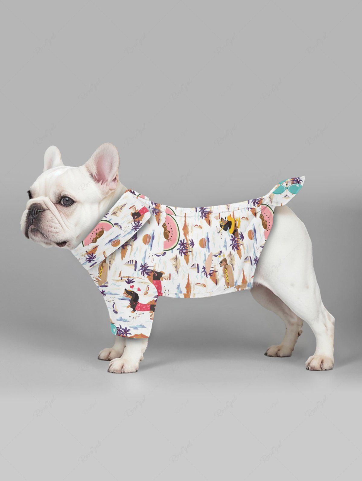 Pet's Dog Coconut Tree Watermelon Print Hawaii Shirt