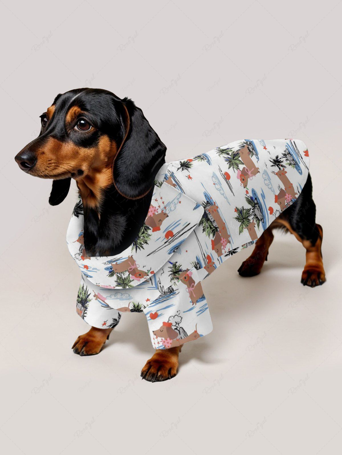 Pet's Coconut Tree Dogs Cloud Heart Star Print Hawaii Shirt