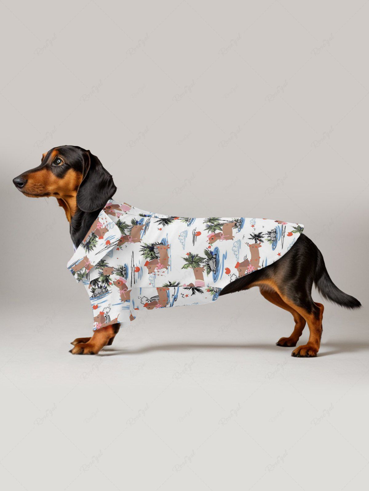 Pet's Coconut Tree Dogs Cloud Heart Star Print Hawaii Shirt