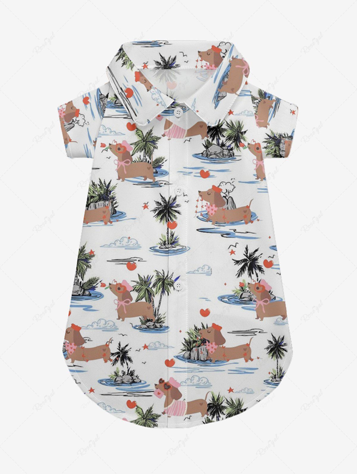 Pet's Coconut Tree Dogs Cloud Heart Star Print Hawaii Shirt