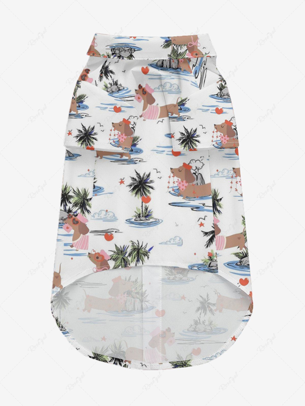 Pet's Coconut Tree Dogs Cloud Heart Star Print Hawaii Shirt