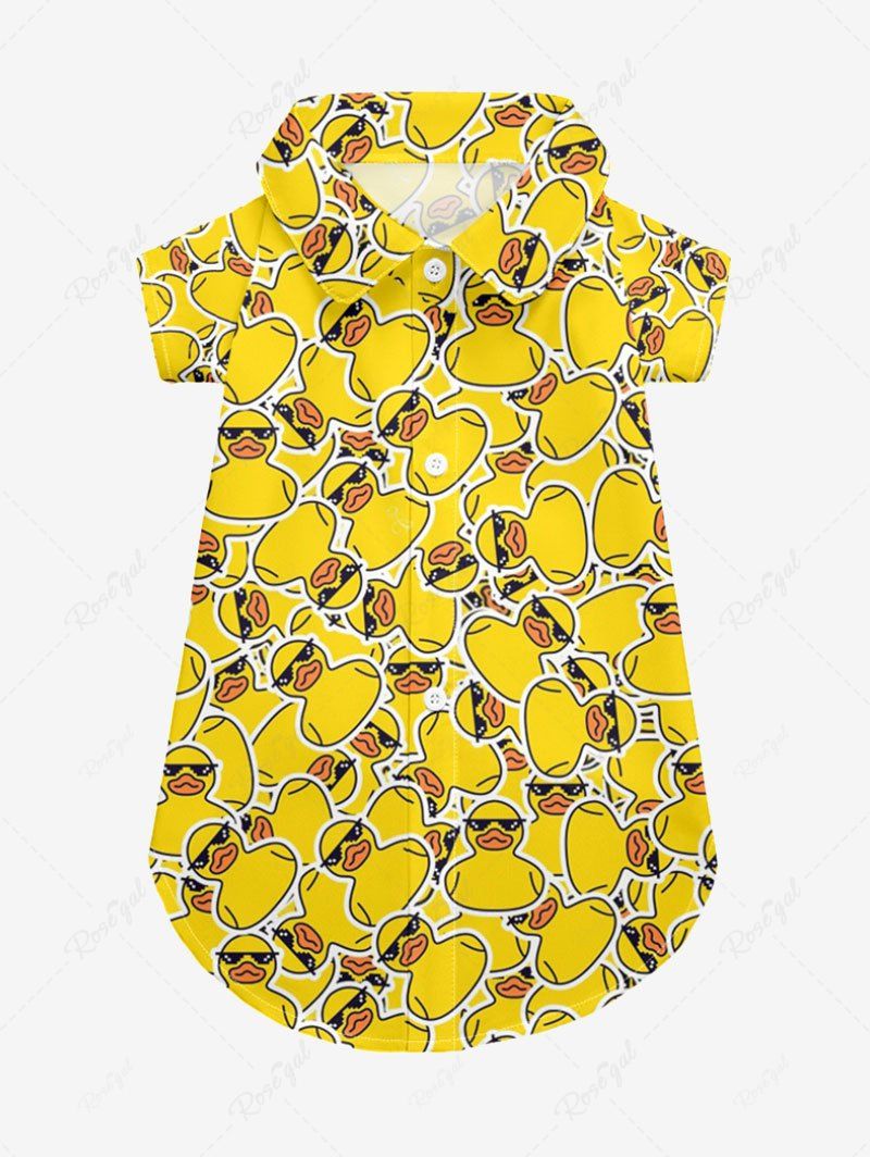 Pet's Cute Duck Print Button Shirt