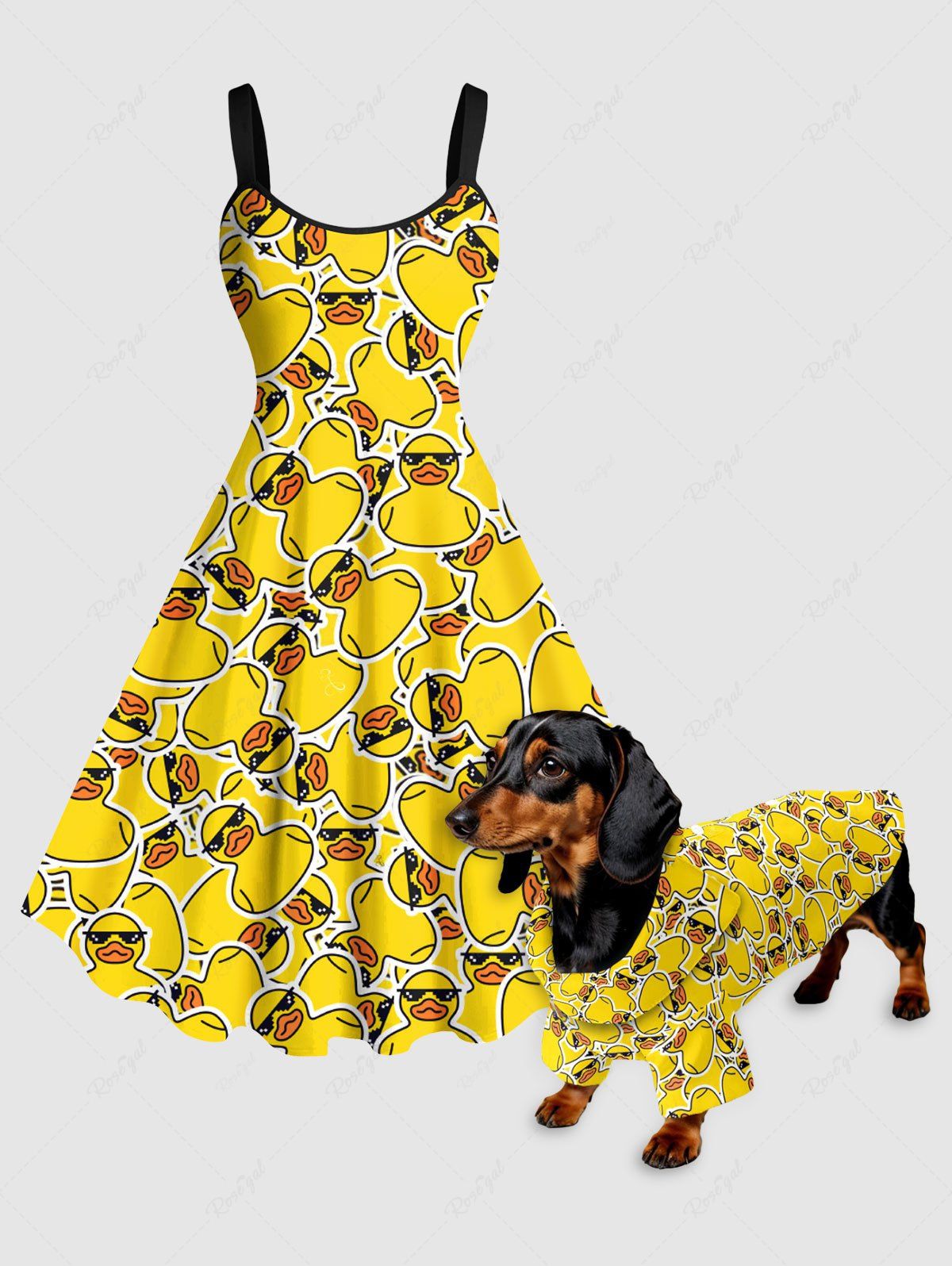 Cute Duck Printed Dress Shirt Dog And Owner Matching Outfits