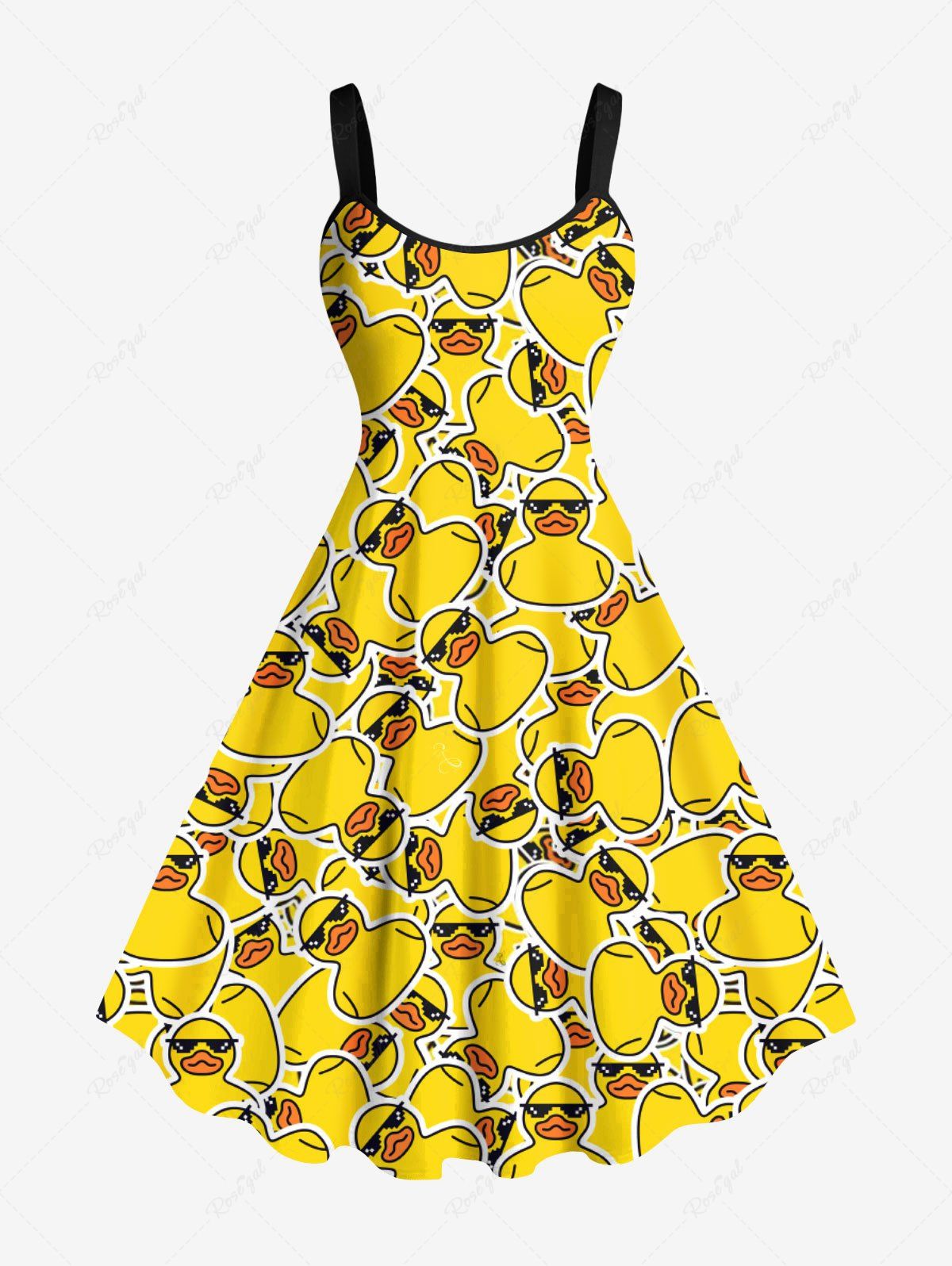 Plus Size Cute Duck Print A Line Tank Dress