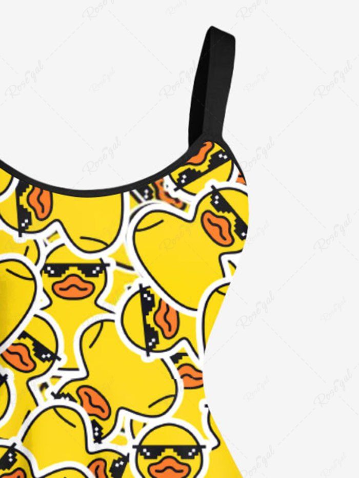 Plus Size Cute Duck Print A Line Tank Dress
