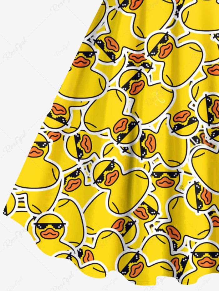Plus Size Cute Duck Print A Line Tank Dress