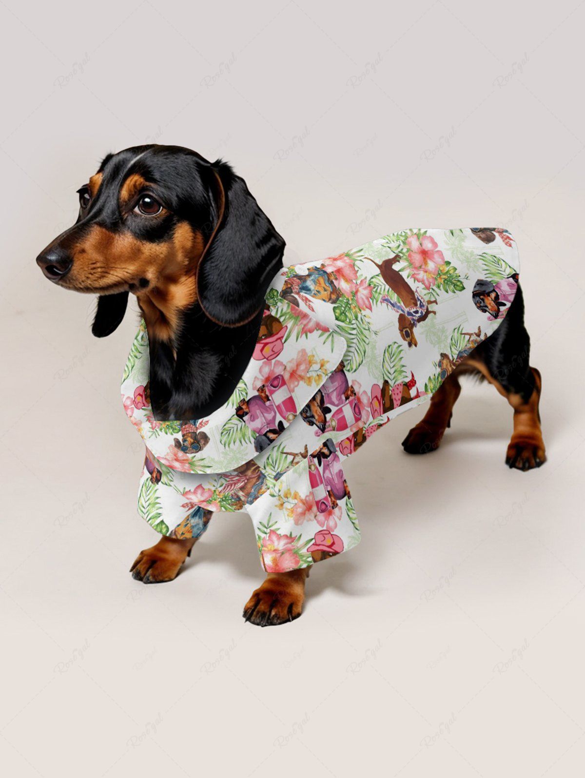 Pet's Dogs Hibiscus Flowers Tropical Leaf Print Hawaii Shirt