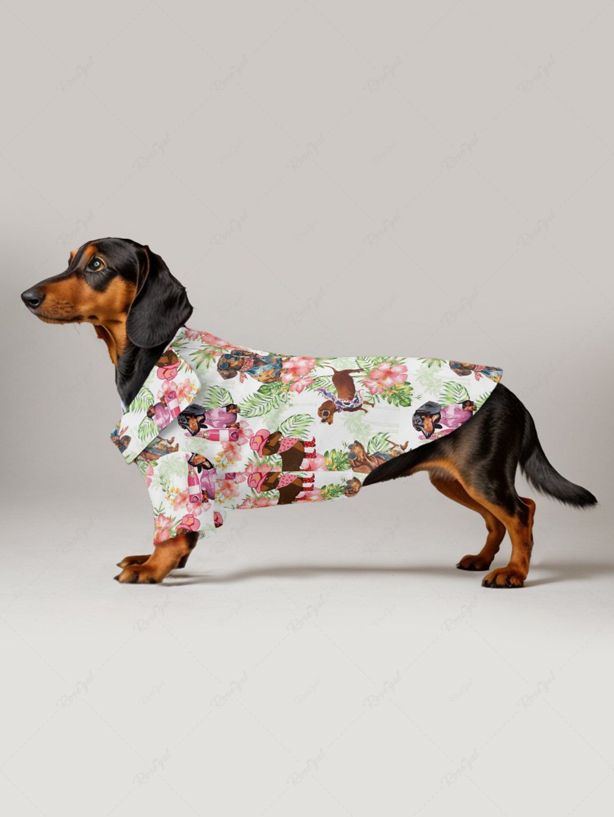 Pet's Dogs Hibiscus Flowers Tropical Leaf Print Hawaii Shirt