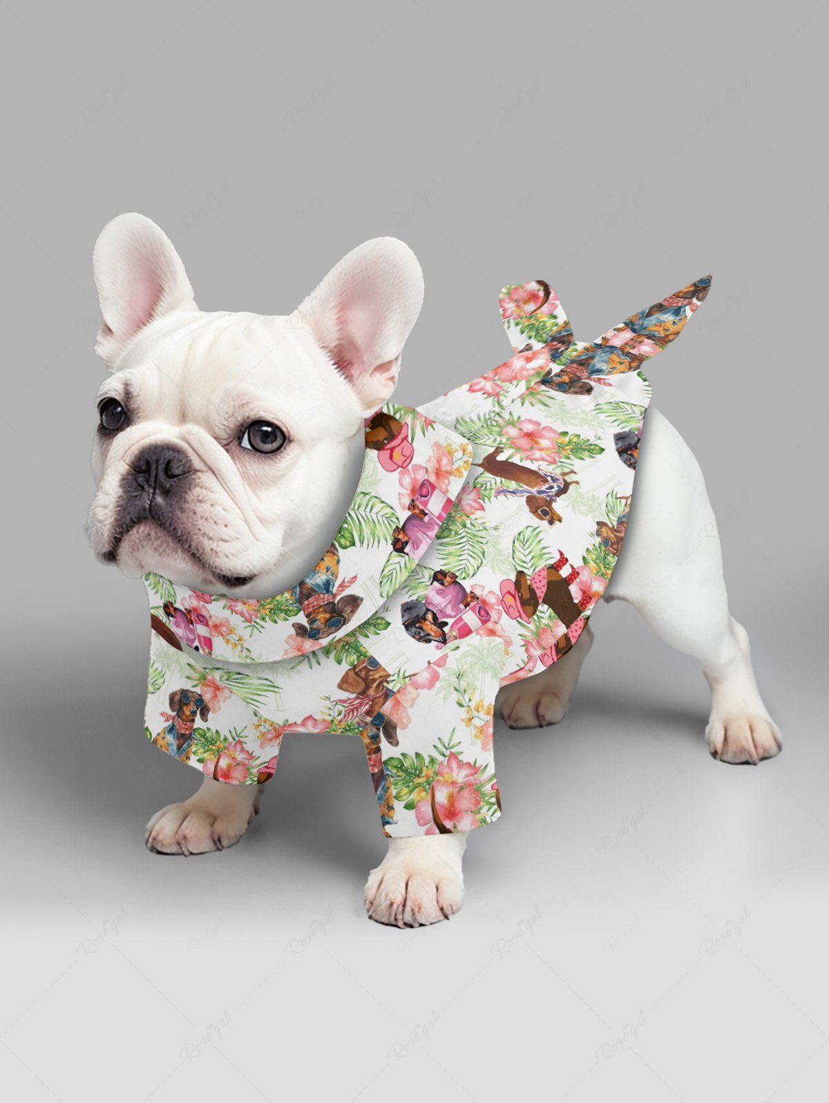 Pet's Dogs Hibiscus Flowers Tropical Leaf Print Hawaii Shirt