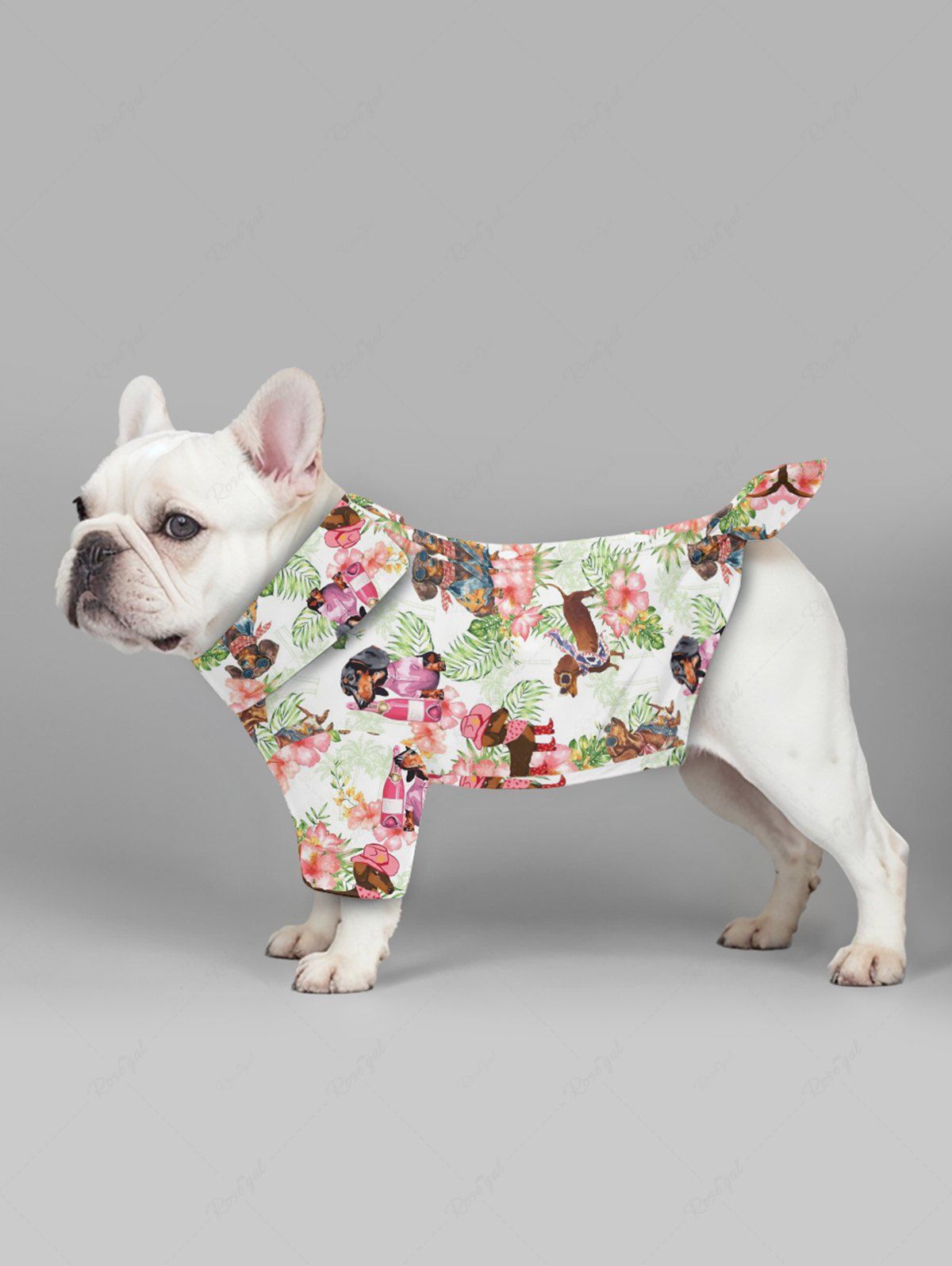 Pet's Dogs Hibiscus Flowers Tropical Leaf Print Hawaii Shirt