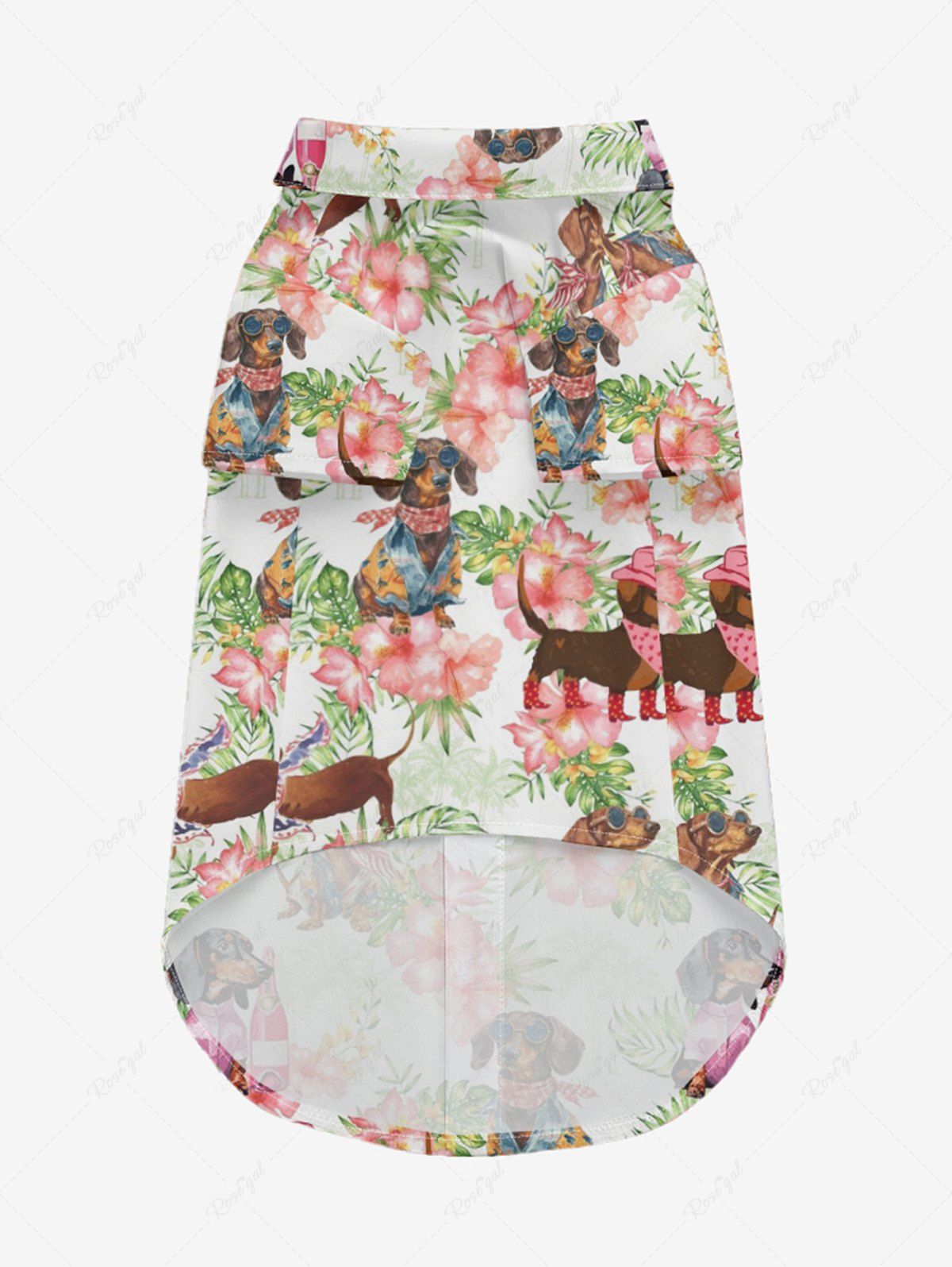 Pet's Dogs Hibiscus Flowers Tropical Leaf Print Hawaii Shirt