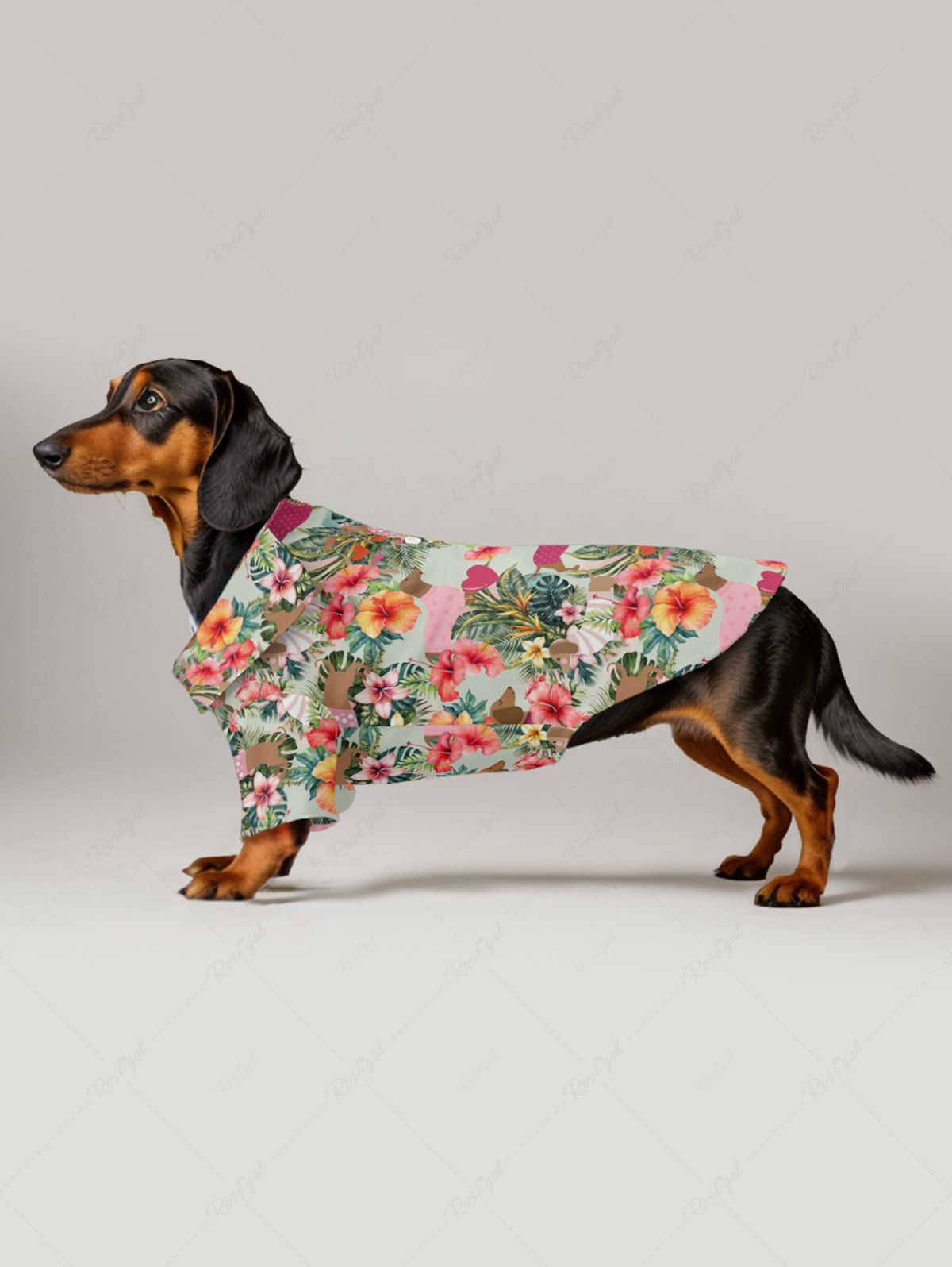 Pet's Dogs Hibiscus Flowers Tropical Leaf Print Hawaii Shirt