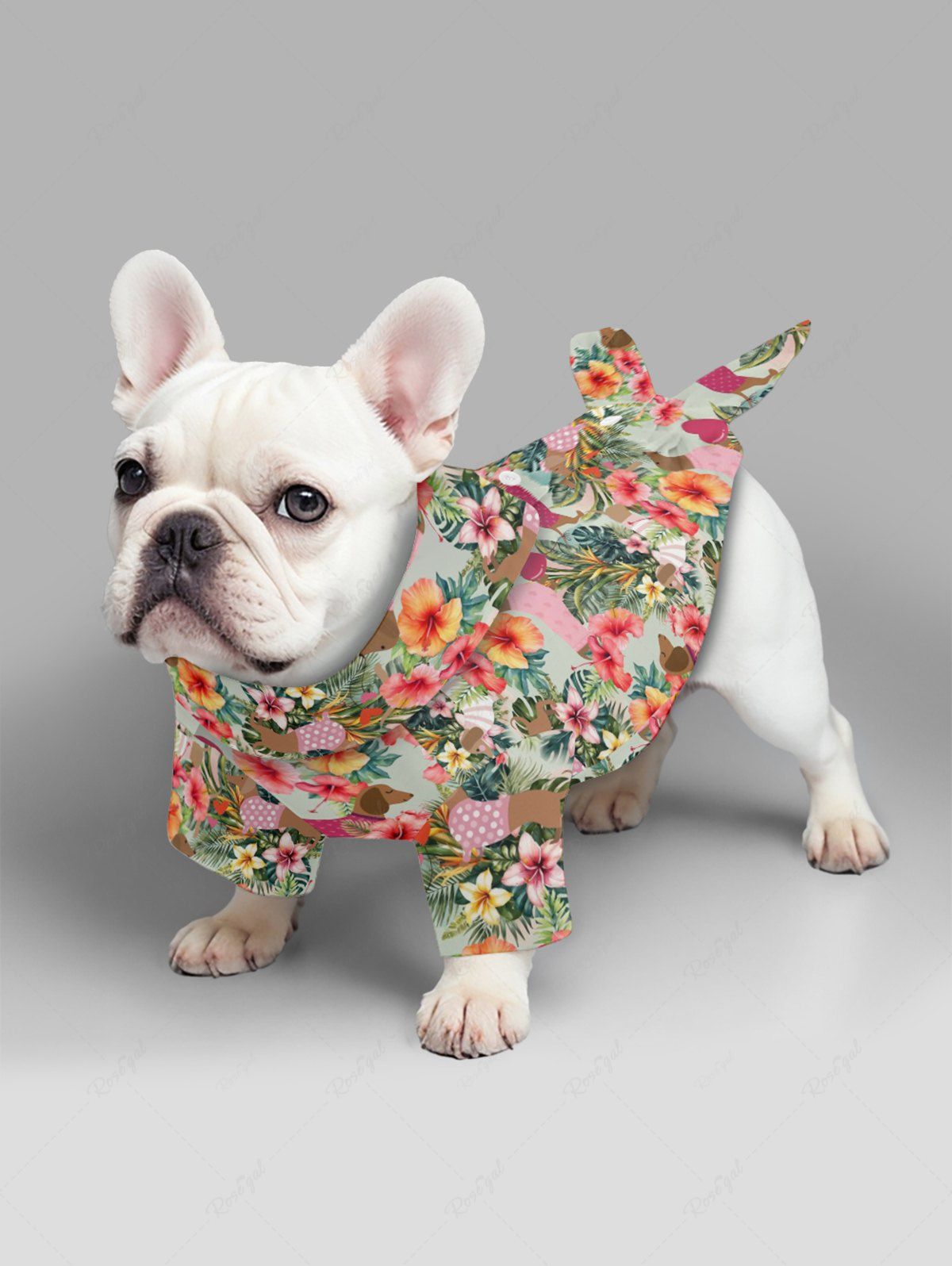 Pet's Dogs Hibiscus Flowers Tropical Leaf Print Hawaii Shirt