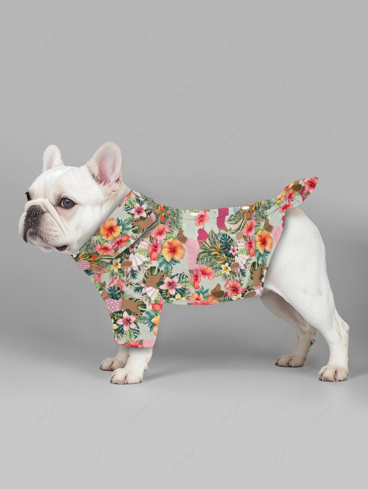Pet's Dogs Hibiscus Flowers Tropical Leaf Print Hawaii Shirt