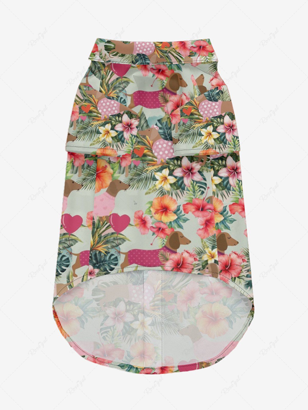 Pet's Dogs Hibiscus Flowers Tropical Leaf Print Hawaii Shirt