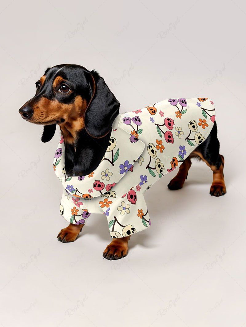 Skull Cherry Flower Printed Shirt Pants Dog And Owner Matching Outfits