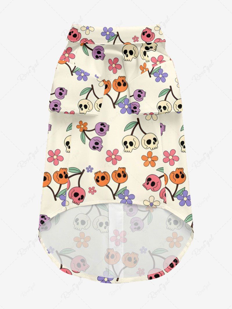 Skull Cherry Flower Printed Shirt Pants Dog And Owner Matching Outfits