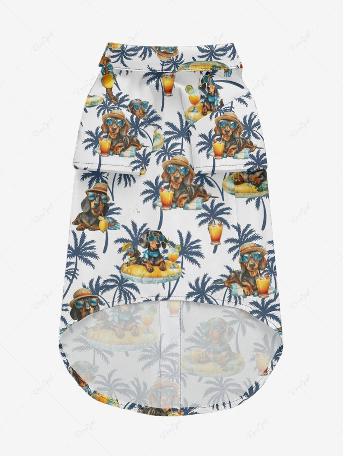 Pet's Dogs Fruit Juice Coconut Tree Print Hawaii Shirt