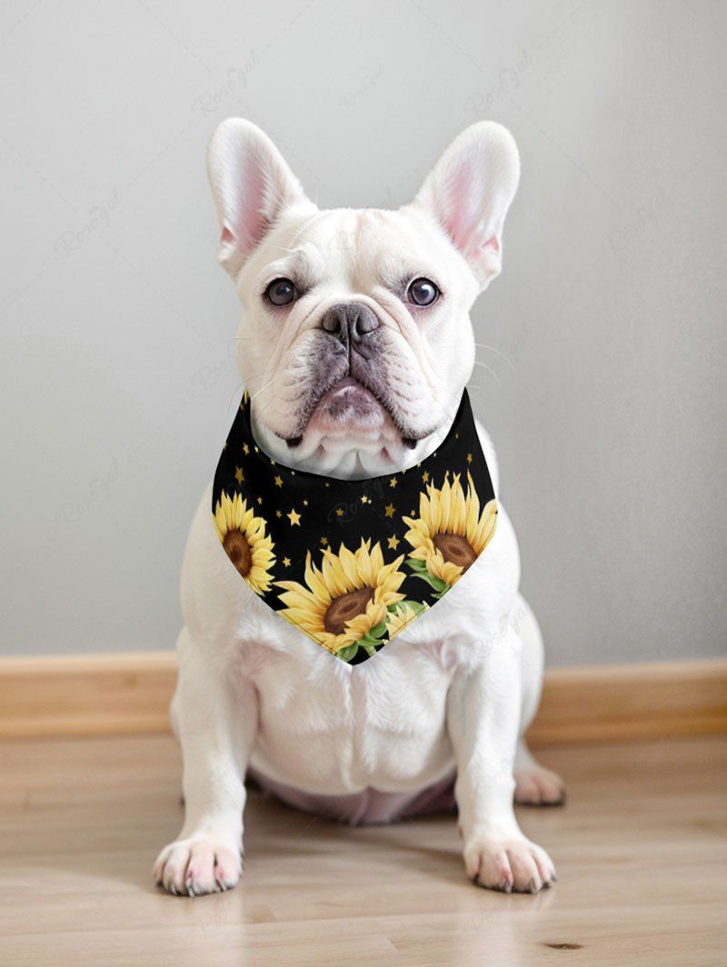 Pet's Sunflower Star Print Hawaii Bandana Bibs