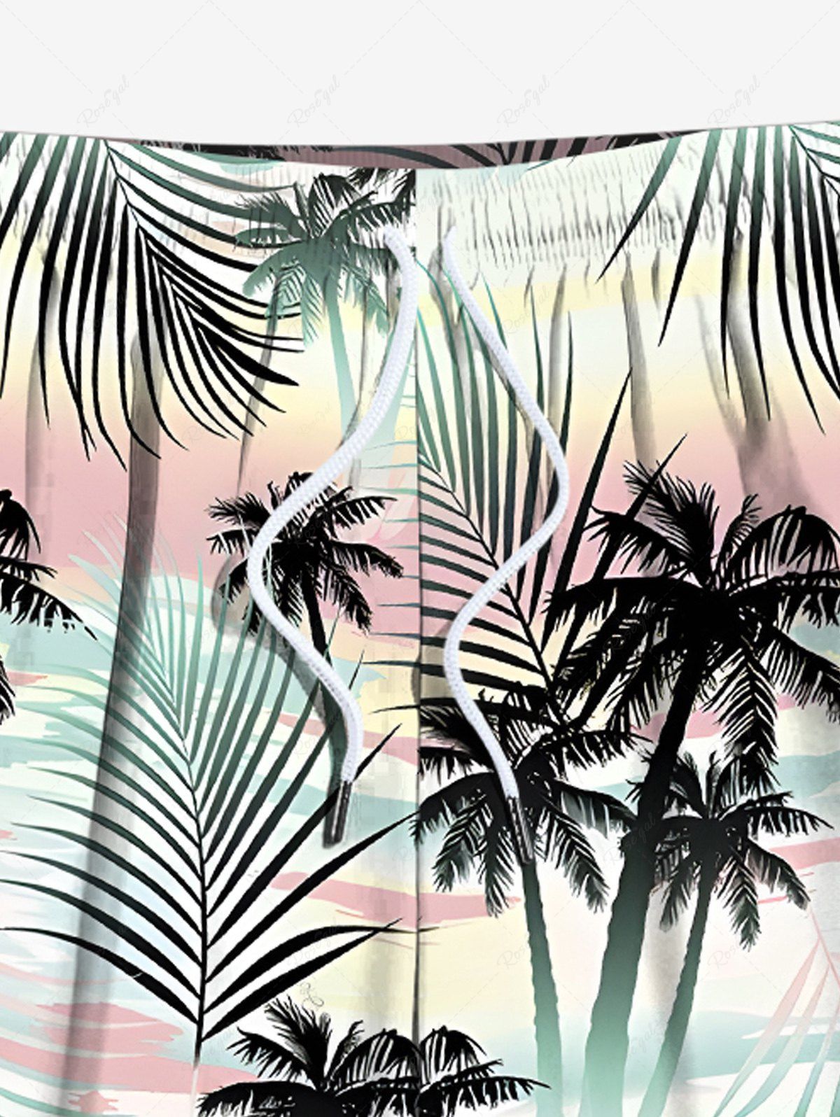 Plus Size Coconut Tree Tropical Leaf Ombre Print Hawaii Beach Shorts For Men