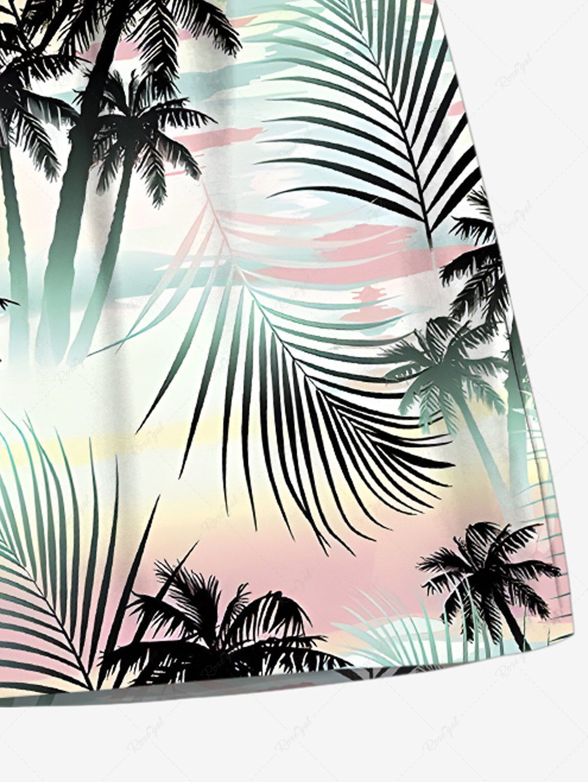 Plus Size Coconut Tree Tropical Leaf Ombre Print Hawaii Beach Shorts For Men