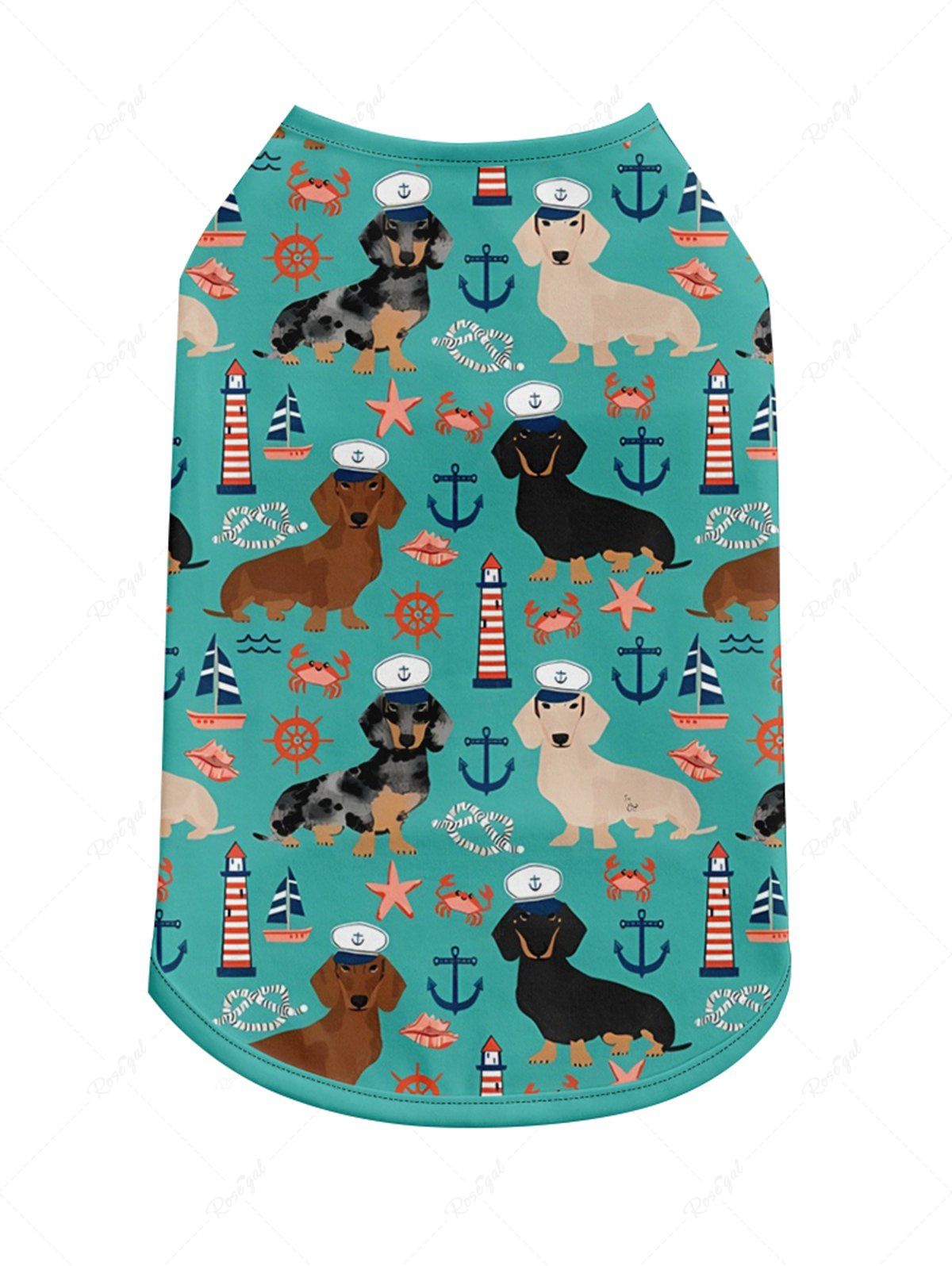 Pet's Dogs Starfish Crab Lighthouse Anchor Print Hawaii Tank Top