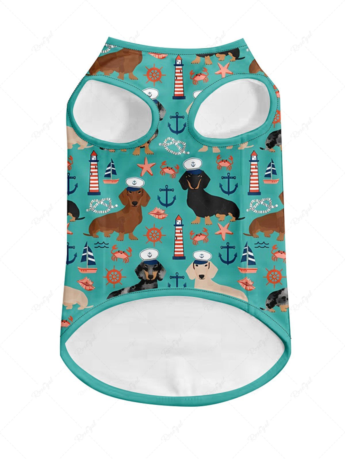 Pet's Dogs Starfish Crab Lighthouse Anchor Print Hawaii Tank Top