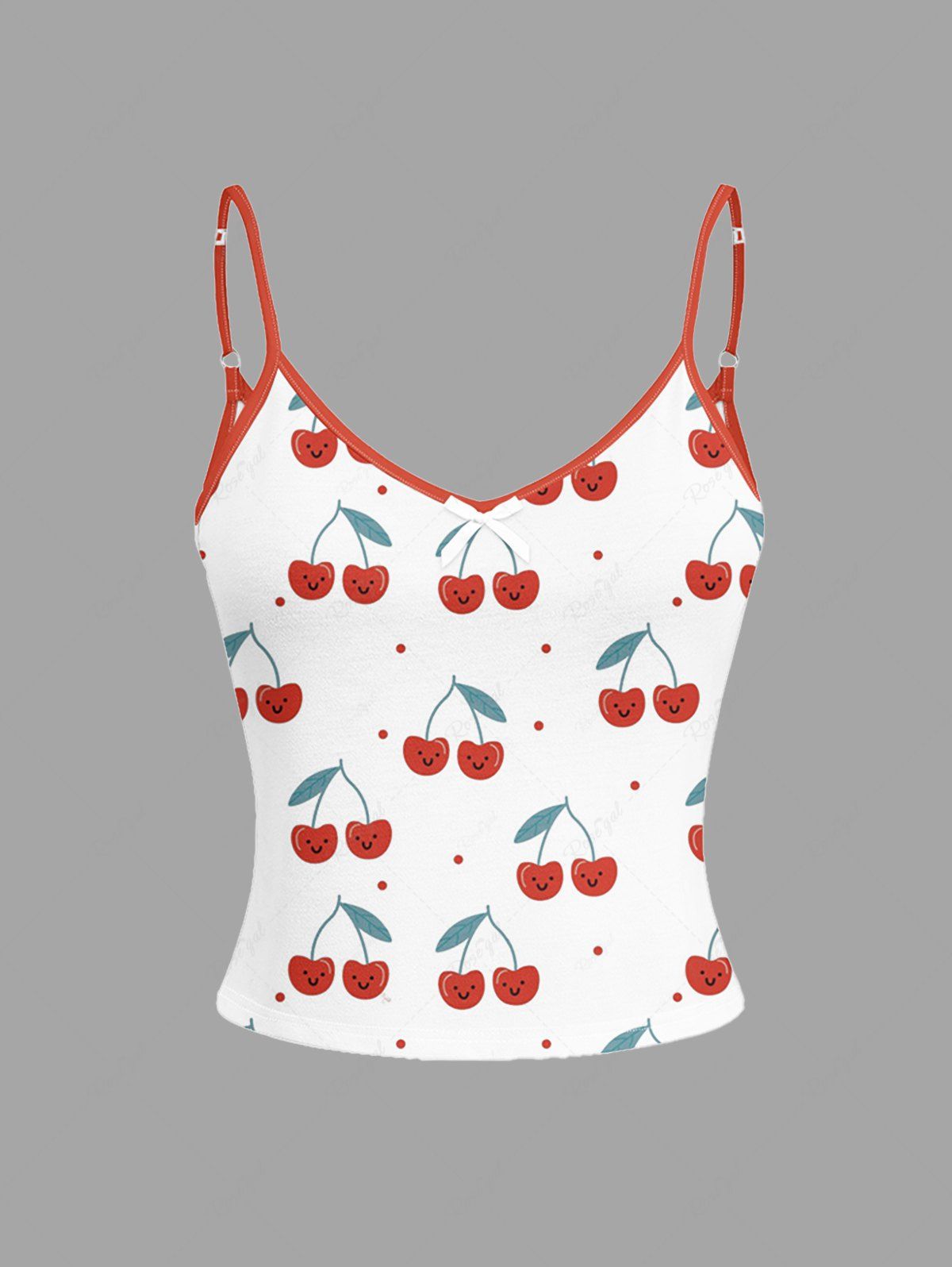 Cherry Smile Print Cami Top and Shorts Pajama Set