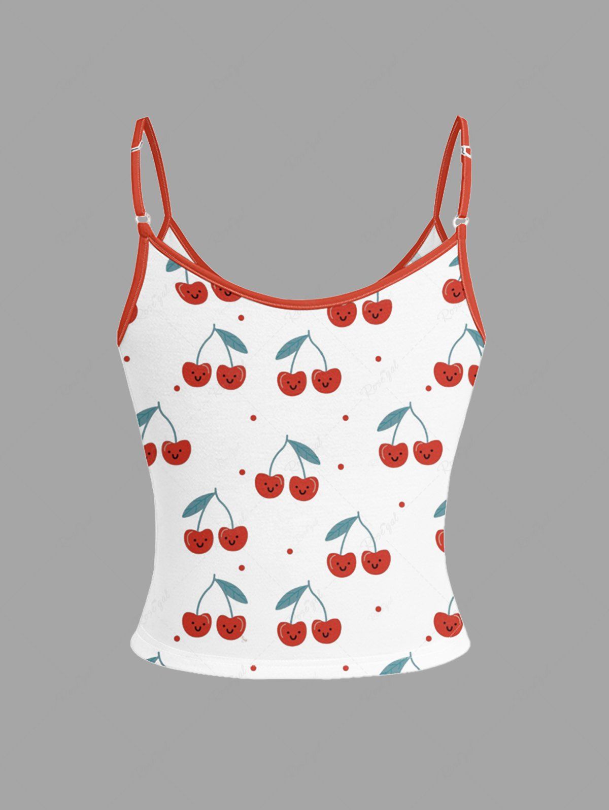 Cherry Smile Print Cami Top and Shorts Pajama Set