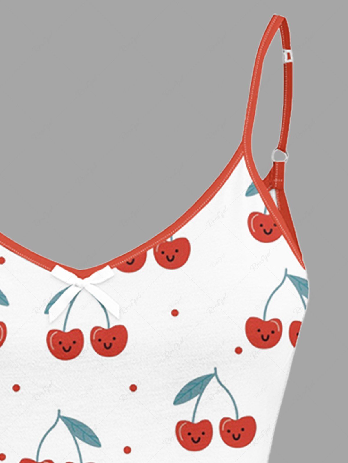Cherry Smile Print Cami Top and Shorts Pajama Set